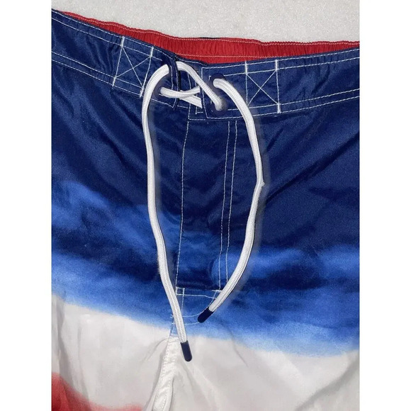 Polo Ralph Lauren‎ Lined Swim Trunks Mens XL Tie Dye Ombré Red White Blue USA - Picture 4 of 8